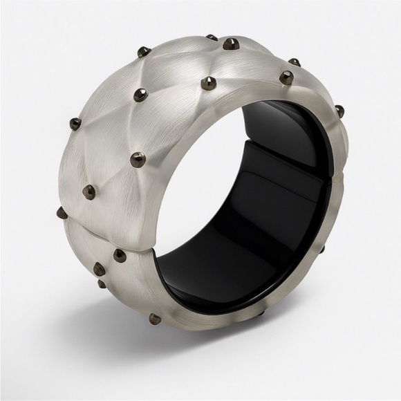 Alexis Bittar Jewelry - Alexis Bittar Frosted Lucite Studded Quilted Hinged Cuff Bracelet